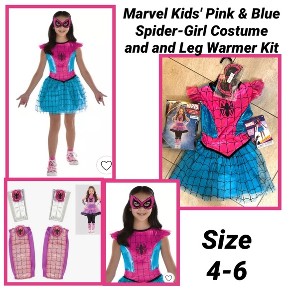 Marvel Kids' Pink & Blue Spider-Girl Costume and and Leg Warmer Kit - Picture 1 of 9